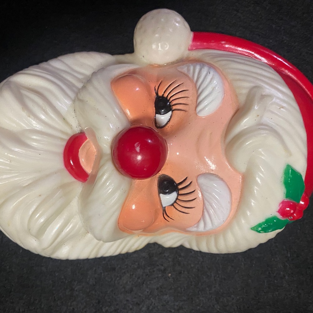 Vintage wind up musical wall hanging Santa
